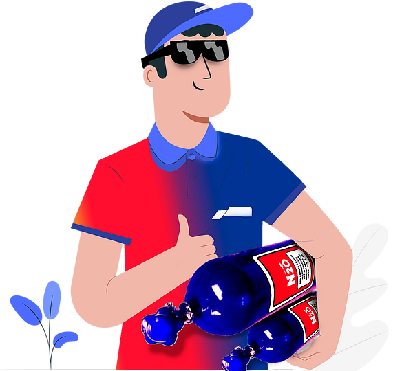 Персонаж GazLucky, курьер доставки закиси азота в Сочи и Адлер круглосуточно